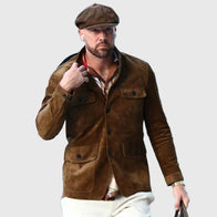 Travis Kelce Cashmere Suede Military Jacket Jacket unisex detail view 5 | Dash Racegear — Travis Kelce soft cashmere suede jacket perfect for fall layering