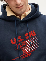 U.S. Ski & Snowboard by J.Crew Hoodie Hoodie unisex detail view 3 | Dash Racegear — U.S. Ski & Snowboard by J.Crew Pullover Hoodie in navy, cozy fleece and relaxed fit for everyday comfort.
