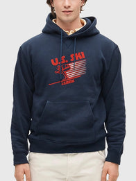 U.S. Ski & Snowboard by J.Crew Hoodie Hoodie unisex detail view 2 | Dash Racegear — U.S. Ski & Snowboard by J.Crew Pullover Hoodie, navy fleece hoodie with soft lining for relaxed style.