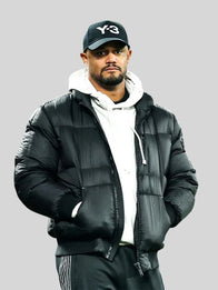 UEFA Champions League Vincent Kompany Puffer Jacket Puffer Jacket unisex detail view 4 | Dash Racegear — Signal Iduna Park 2026 black puffer jacket, Vincent Kompany inspired UEFA Champions League coaching look.