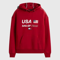 Tommy x US SailGP Team Hoodie Hoodie unisex detail view 2 | Dash Racegear — Red Tommy Hilfiger SailGP fleece hoodie for casual wear
