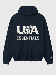 Essentials USA Baseball Sport Hoodie Hoodie unisex front product view | Dash Racegear — Essentials Fear of God 2026 USA Baseball sport fleece hoodie with pullover design for casual fan style.