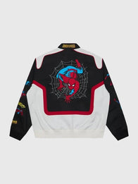 Undefeated x Spider-Man FW26 Varsity Jacket Varsity Jacket unisex detail view 6 | Dash Racegear — Black and white Undefeated x Spider-Man FW26 cotton varsity jacket crafted for premium comfort and versatile casual fashion.