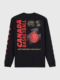 OVO Canada Basketball Long Sleeve T-Shirt Shirt unisex detail view 2 | Dash Racegear — Black October’s Very Own 2026 Canada Basketball Long Sleeve Tee featuring maple pride through clean apparel detailing