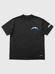 Seen x Chargers Sorry I Was Bolting Up T-Shirt Shirt unisex detail view 2 | Dash Racegear — Seen x Los Angeles Chargers Sorry I Was Bolting Up black T-shirt for everyday wear