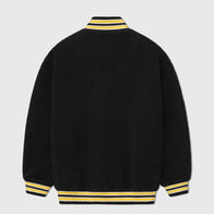 Rhude Quarter-Zip Pullover Varsity Jacket Varsity Jacket unisex detail view 3 | Dash Racegear — Black and yellow varsity-style quarter zip sweatshirt by Rhude.