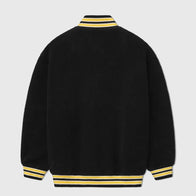 Rhude Quarter-Zip Pullover Varsity Jacket Varsity Jacket unisex detail view 3 | Dash Racegear — Black and yellow varsity-style quarter zip sweatshirt by Rhude.