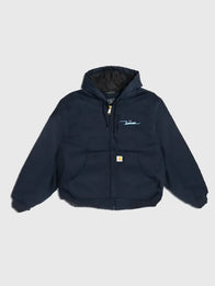 Carhartt Iceman Jacket Jacket unisex front product view | Dash Racegear — Carhartt Blue Iceman Hooded Jacket Unisex featuring durable build and a relaxed street-ready fit in deep blue tone.