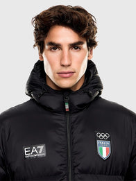 Winter Olympics 2026 Team Italy EA7 Emporio Armani Puffer Jacket Puffer Jacket unisex detail view 4 | Dash Racegear — Black EA7 Emporio Armani Milano Cortina 2026 Winter Olympics Team Italy Parachute Puffer Jacket, stylish insulated jacket for fans and…
