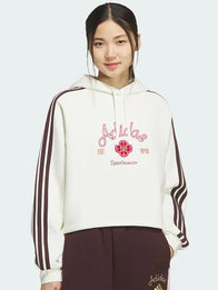 Adidas Lunar New Year Hoodie Hoodie unisex detail view 3 | Dash Racegear — Lunar New Year 2026 recreation hooded sweatshirt in off-white fleece designed for comfort with a clean, modern look