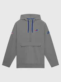 Buffalo Bills Nike Sideline Broken Rules Anorak Jacket Jacket unisex front product view | Dash Racegear — Buffalo Bills 2026 Nike Sideline Broken Rules Alternate Anorak Half-Zip Hooded Jacket in Gray featuring premium comfort and football-inspired…