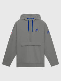 Buffalo Bills Nike Sideline Broken Rules Anorak Jacket Jacket unisex front product view | Dash Racegear — Buffalo Bills 2026 Nike Sideline Broken Rules Alternate Anorak Half-Zip Hooded Jacket in Gray featuring premium comfort and football-inspired…