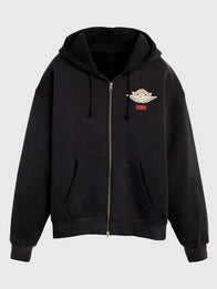 Levi’s x Jordan Full-Zip Hoodie Hoodie unisex front product view | Dash Racegear — Black Levi’s x Jordan full‑zip hoodie with co‑branded graphic and relaxed unisex fit celebrating streetwear culture.