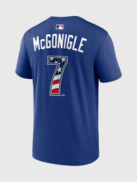 Kevin McGonigle American League 2026 All-Star Game T-Shirt Shirt unisex detail view 2 | Dash Racegear — Blue Kevin McGonigle American League All Star Nike Game T Shirt for unisex wear from the 2026 baseball season