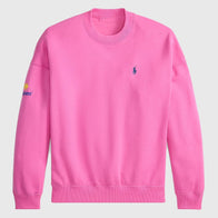 Polo Ralph Lauren US Open Crewneck Fleece Sweatshirt Sweatshirt unisex detail view 2 | Dash Racegear — Polo Ralph Lauren US Open 2025 crewneck sweatshirt in soft pink fleece material.