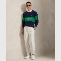 Ralph Lauren US Open Vintage Fit Rugby Shirt Shirt unisex detail view 4 | Dash Racegear — Ralph Lauren US Open 2025 Vintage Fit Rugby Shirt with navy and green stripes