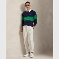 Ralph Lauren US Open Vintage Fit Rugby Shirt Shirt unisex detail view 4 | Dash Racegear — Ralph Lauren US Open 2025 Vintage Fit Rugby Shirt with navy and green stripes