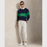 Ralph Lauren US Open Vintage Fit Rugby Shirt Shirt unisex detail view 4 | Dash Racegear — Ralph Lauren US Open 2025 Vintage Fit Rugby Shirt with navy and green stripes