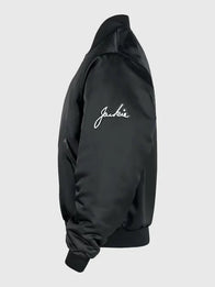 Nike Jackie Robinson Satin Jacket Jacket unisex detail view 3 | Dash Racegear — Jackie Robinson Nike bomber jacket black satin, classic style for sporty heritage and casual outfits.