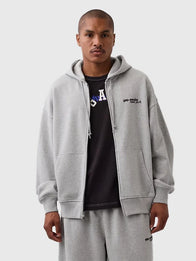 Gap x Awake NY Grey Hoodie Hoodie unisex front product view | Dash Racegear — Grey Gap × Awake NY 2026 oversized fleece hoodie with zip closure and standout logo print.