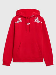 Arsenal Adidas x Places+Faces Hoodie Hoodie unisex front product view | Dash Racegear — Arsenal Adidas x Places + Faces 2025/26 red pullover fleece hoodie, perfect for fans and casual streetwear.