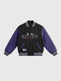 Vandy The Pink x McDonald’s Huntr/X Varsity Jacket Varsity Jacket unisex front product view | Dash Racegear — Vandy The Pink x McDonald’s HuntrX varsity jacket, perfect for bold streetwear style.