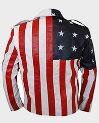 American Flag Leather Jacket Biker Jacket unisex detail view 3 | Dash Racegear — Vanilla Ice Mens American Flag Leather Jacket