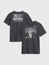 Venezuela 2026 World Baseball Classic Champions T-Shirt Shirt unisex front product view | Dash Racegear — Venezuela Nike 2026 World Baseball Classic champions locker room T-shirt in charcoal, perfect for proud fans.