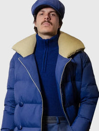Milano Cortina 2026 Winter Olympics Victory Ceremony Coat Coat unisex detail view 2 | Dash Racegear — Milano Cortina 2026 victory ceremony puffer coat in navy blue with parachute design and celebratory Olympic flair.