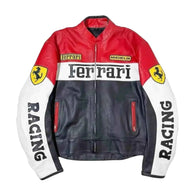 Vintage Ferrari Racing Leather Biker Jacket | Dash Racegear