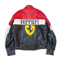 Vintage Ferrari Racing Leather Biker Jacket | Dash Racegear