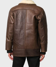 Vintage Brown Leather Shearling Jacket Jacket unisex detail view 4 | Dash Racegear — Mens Vintage Leather Jacket with Shearling Collar