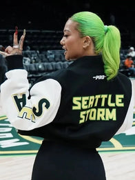Kayce Kirihara WNBA Seattle Storm Team Cropped Jacket Jacket unisex detail view 2 | Dash Racegear — Black and white Kayce Kirihara Seattle Storm 2026 cropped jacket crafted for premium comfort and versatile casual fashion.