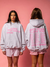 I Love You Say It Back Hoodie Hoodie unisex front product view | Dash Racegear — Grey Lonely Ghost Ways To Say I Love You Say It Back hoodie, relaxed oversized fit perfect for lounging or street style.