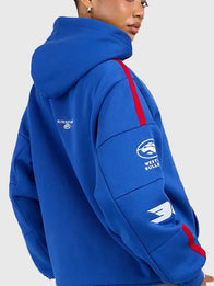 AFL x Elite Eleven Western Bulldogs Hoodie Hoodie unisex detail view 2 | Dash Racegear — AFL x Elite Eleven Western Bulldog hoodie in blue with clean retro-inspired style and smooth comfort.