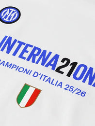 Inter Milan Nike Campioni D’Italia 2025/26 T-Shirt Shirt unisex detail view 4 | Dash Racegear — Inter Milan 2025/26 Nike Campioni D’Italia White T-Shirt breathable soft tee unisex style perfect for casual sporty looks
