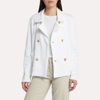 Womens White Peacoat Coat women front product view | Dash Racegear — White Wool Peacoat