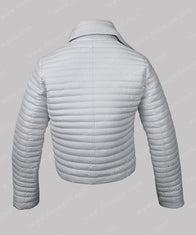 Women White Puffer Jacket Puffer Jacket women detail view 3 | Dash Racegear — Casual White Leather Women Puffer Jacket