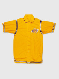 Wilt Chamberlain Lakers Jacket Jacket unisex front product view | Dash Racegear — Vintage Lakers warmup jacket inspired by Wilt Chamberlain's 1972 NBA Finals championship appearance.
