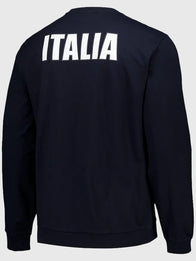 Winter Olympics 2026 Team Italy EA7 Emporio Armani Crew Sweatshirt Sweatshirt unisex detail view 2 | Dash Racegear — Milano Cortina 2026 Team Italy sweatshirt in navy by EA7 Emporio Armani, ideal for fans and streetwear.