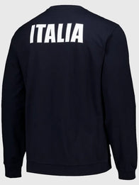 Winter Olympics 2026 Team Italy EA7 Emporio Armani Crew Sweatshirt Sweatshirt unisex detail view 2 | Dash Racegear — Milano Cortina 2026 Team Italy sweatshirt in navy by EA7 Emporio Armani, ideal for fans and streetwear.