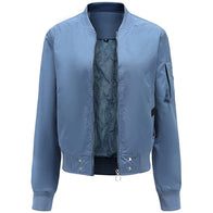 Women Sky Blue Bomber Jacket Bomber Jacket women front product view | Dash Racegear — Women Sky Blue Bomber Jacket