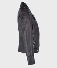 Womens Biker Black Leather Jacket Leather Jacket women detail view 2 | Dash Racegear — Womens Biker Black Real Leather Jacket