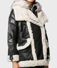 Womens Black Padded Shearling Jacket Jacket women detail view 3 | Dash Racegear — Womens Padded Black Shearling Jacket