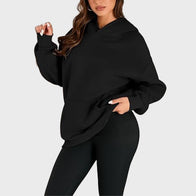 Womens Oversized Black Hoodie Hoodie women detail view 2 | Dash Racegear — Black Womens Oversized Hoodie