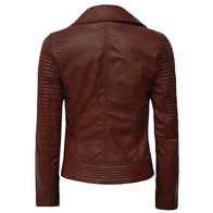 Women’s Brown Motorcycle Leather Jacket Leather Jacket women detail view 2 | Dash Racegear — Brown Motorcycle Leather Jacket