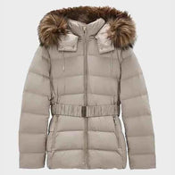 Womens Puffer Jacket With Fur Hood Puffer Jacket women front product view | Dash Racegear — Womens Hooded Fur Puffer Jacket