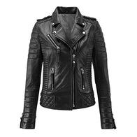 Motorcycle Padded Black Leather Jacket Leather Jacket unisex front product view | Dash Racegear — Motorcycle Padded Black Leather Jacket