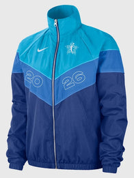Women’s 2026 WNBA All-Star Game Windrunner Jacket Jacket unisex detail view 2 | Dash Racegear — Rush blue Nike WNBA All-Star Game 2026 Windrunner jacket featuring a women's fit and versatile full-zip comfort.