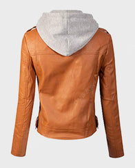 Womens Olivia Orange Leather Jacket Leather Jacket women detail view 2 | Dash Racegear — Womens Olivia Design Orange Leather Jacket